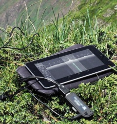 Typical SDR software defined radio USB dongle interception of VHF FM signals of MURS transmissions on a remote hilltop (antenna not shown)